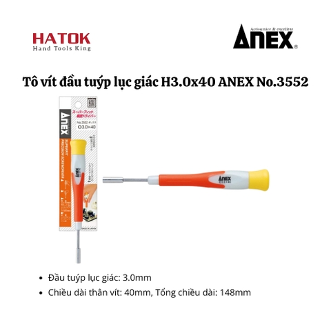Tô Vít Đầu Tuýp Lục Giác H3.0x40 ANEX No.3552 Nhật Bản