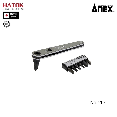 Bộ tay vặn và mũi vít dùng trong góc hẹp Anex No.417 Nhật Bản