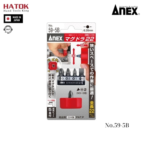 Bộ vít tháo góc hẹp kèm mũi vít Anex No.59-5B Nhật Bản