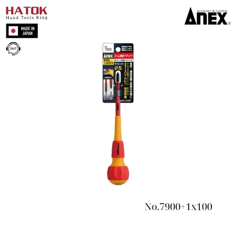 Tô vít cách điện cán tròn Anex No.7900+1x100 Nhật Bản