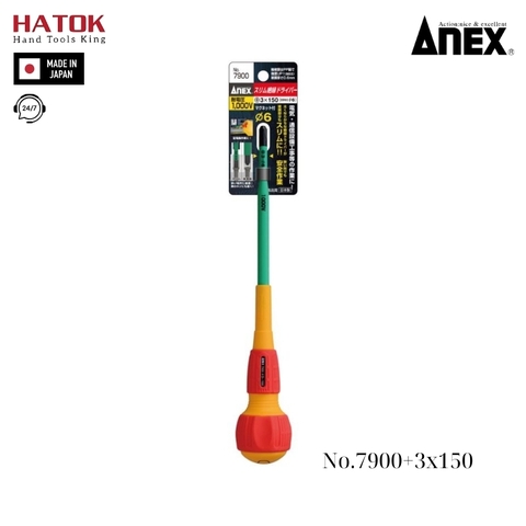 Tô vít cách điện cán tròn Anex No.7900+3x150 Nhật Bản
