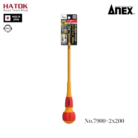 Tô vít cách điện cán tròn Anex No.7900+2x200 Nhật Bản