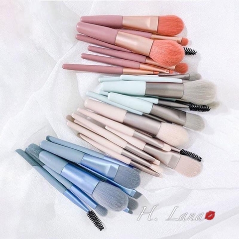 Bộ Cọ Trang Điểm 8 Cây Vintage Siêu Cute Trong Túi Zip Hàn quốc chuẩn loại 1