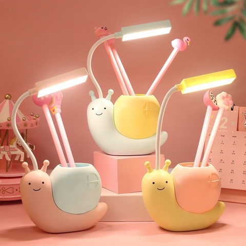 Đèn Học Để Bàn Nhỏ Gọn Chông Mỏi Mắt, Đèn Học Kèm Hộp Đựng Bút Hình Ốc Sên Dễ Thương