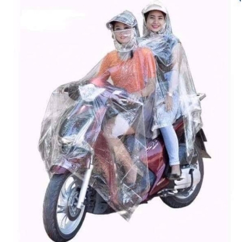 Áo Mưa Trong Suốt 1 Đầu - 2 Đầu Có Che Mặt Cánh Dơi Nhựa Vi Sinh