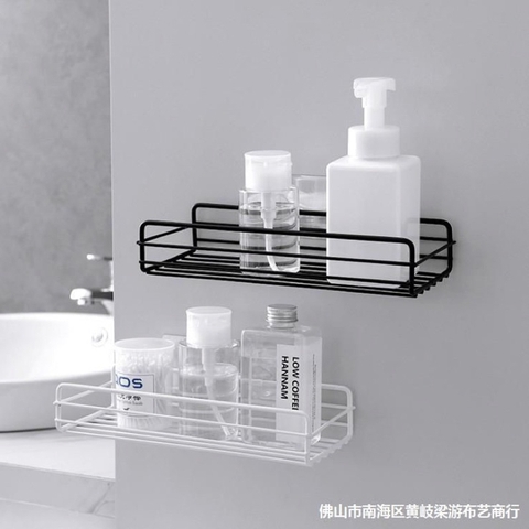 Kệ Sắt Dán Tường Hình Chữ Nhật Đựng Xà Phòng, Gia Vị, Mỹ Phẩm, Đồ Lặt Vặt