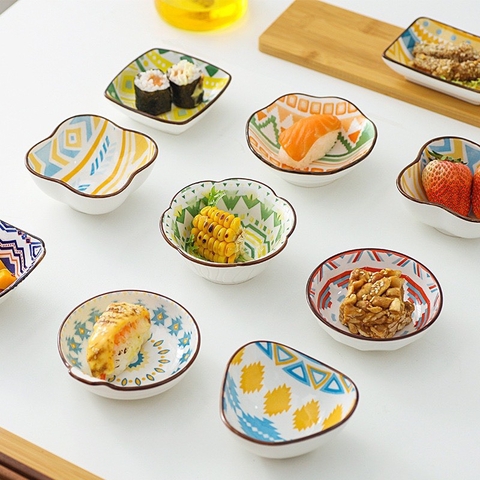 Set 10 Chén Đựng Gia Vị Hoạ Tiết Thổ Cẩm Kiểu Nhật Chén Đựng Thức Ăn Dặm Cho Bé Siêu Xinh