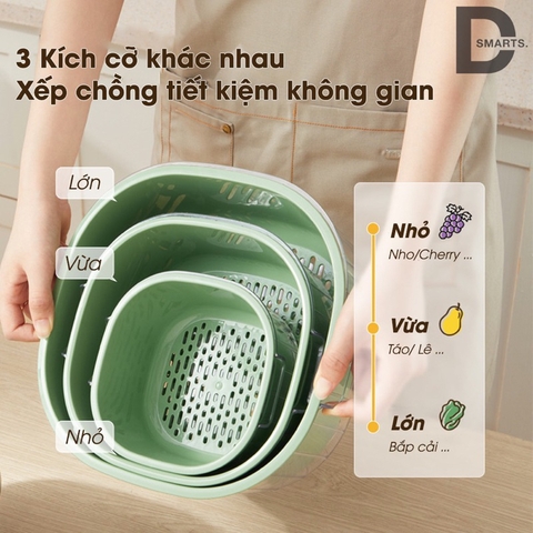 Bộ 6 Món Thau Rổ Đựng Thực Phẩm Có Lỗ Thoát Nước