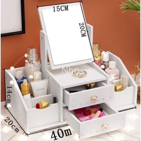 Kệ Trang Điểm Kèm Gương 2 Tầng Trang Trí Decor Phòng Ngủ Đựng Mỹ Phẩm Đồ Makeup