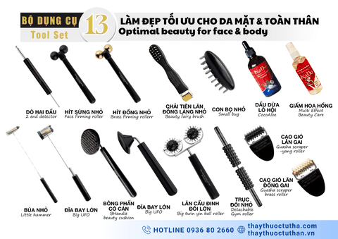 Bộ dụng cụ 13 Làm Đẹp Tối Ưu Cho Da Mặt & Toàn Thân | Tools set 13 Optimal Beauty For Face & Body
