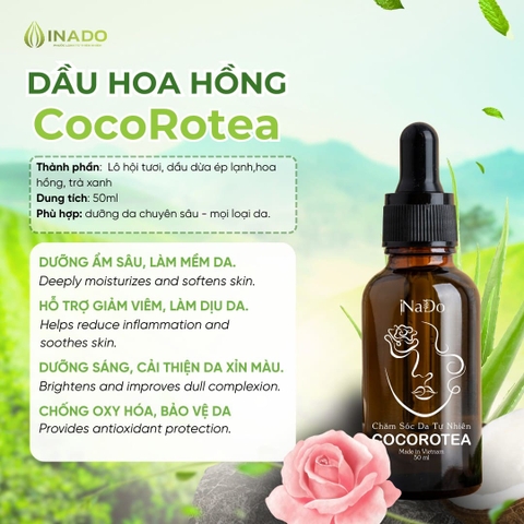CocoRotea 50ml | Facial Beauty Oil Dầu Lô Hội Hoa hồng Trà xanh | Coco Aloe Rose Tealeaf