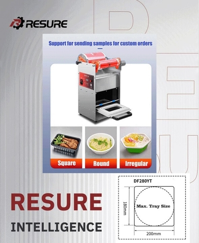 Máy Dán Miệng Khay Thực Phẩm Tự Động Loại Khay Tròn DF280YT✅