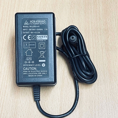 Adapter 18V 2.5A HON-KWANG HK-X345-A18 UK Plug Connector Size 5.5mm x 2.5mm