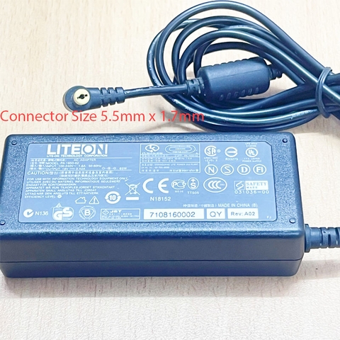 Chuyển Nguồn Adapter Original 19V 3.42A 65W LITEON PA-1650-02 Connector Tip Size 5.5mm x 1.7mm 90 Degree