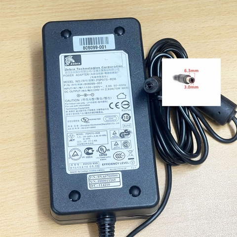 Bộ Chuyển Nguồn Adapter ZEBRA 24V 2.92A 70W FSP070-RDB Connector Size 6.3mm x 3.0mm For Zebra Printer Power Supply Charger GK420 GX420 GK430 ZD410 ZD420 ZD620 ZXP3