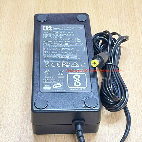 Bộ Đổi Nguồn Adapter 54V 1.2A 65W CWT 2ACL065S Connector DC Size 5.5mm x 1.7mm Thay Thế Honoto ADS-65DIB-48-1 54065E 54V 1.2A 65W