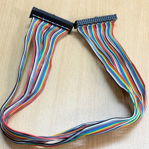 Cáp IDC Flat Ribbon Data Rainbow Color 40 Pin Female to Female 40 Pin FC 2*20 Pitch 2.54mm 28AWG 105°C 300V Length 50Cm For Machines, PLC, Digital I/O Terminal Block Board