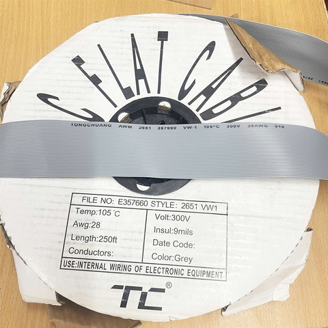 Cáp Điều Khiển IDC 40 PinFlat Ribbon E357660 TONGCHUANG AWG28 Cable 1.27mm Pitch 40 Way Unscreened 50.8mm Width 28AWG 300V Length 75M