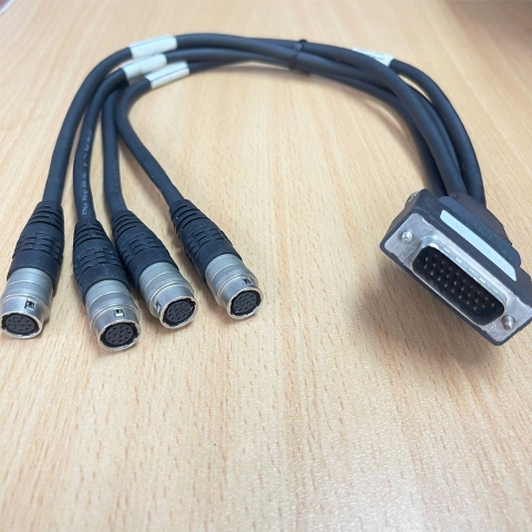 Cáp Chia Tín Hiệu Cognex 300-0232-015R Dài 60Cm Cable DB26 Male 3 Row to 4 Port Camera Breakout Hirose 12 Pin HR10A-10J-12S Female  Splitter  Connector For MVS-8500 Sony DXC