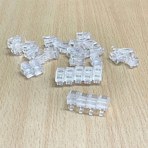 Đầu Bấm RJ9 4P4C Modular Plug Connector Cable Dùng Cho Tín Hiệu Ống Nghe Của Điện Thoại BànHandset Plug Gold Plated 100pcs/Lot