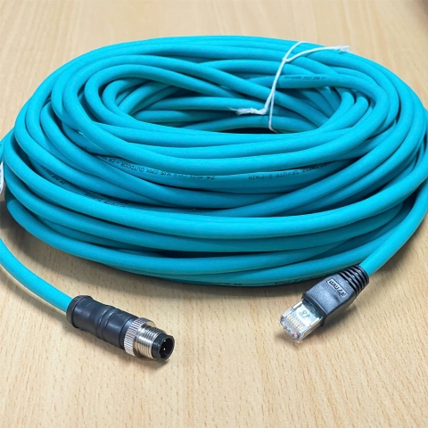 Cáp Mencom MDE45WB-4MSP-RJ45S-20M Shielded Industrial Ethernet Ethernet Dài 20M Cable M12 4 Pin D-Coded Male Straight Connector to RJ45 Shielded Plug.