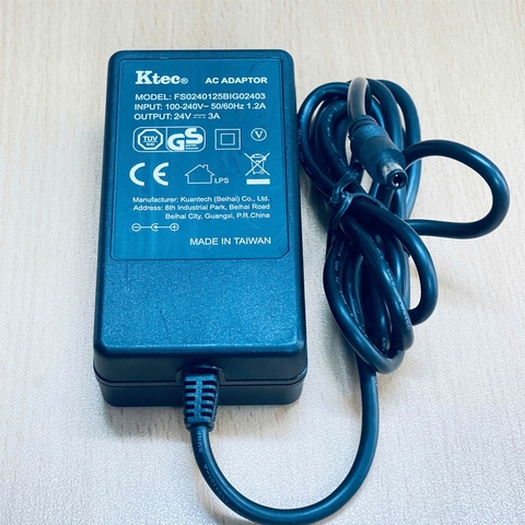 Adapter Original 24V 3A 72W Ktec FS0240125BIG02403 Connector DC Size 5.5mm x 2.5mm