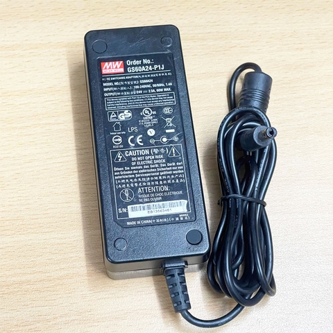 Adapter 24V 2.5A 60W Mean Well GS60A24-P1J Chân Cắm DC Size Connector 5.5mm x 2.1mm