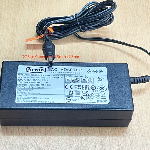 Chuyển Nguồn Adapter Atron 24V 2.5A 60W KPL-060M-VI Connector Size 5.5mm x 2.5mm