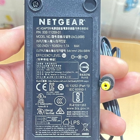 Adapter NETGEAR 54V  1.25A 68W 2ACL068S Connector Tip Size 5.5mm x 1.7mm For Hikvision POE Power Supply Switch