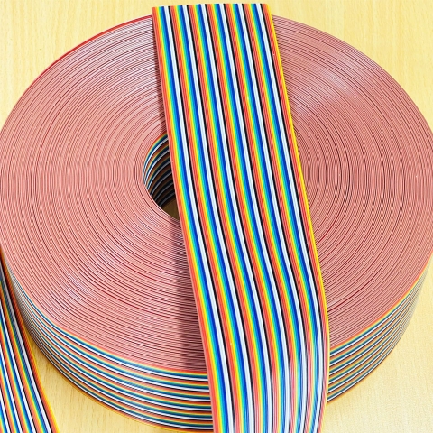 Cáp Dẹt Nhiều Màu 64 Pin Flat Ribbon Rainbow Cable 1.27mm Pitch 64 Way Unscreened 81.3mm Width 28AWG 300V Length 61M