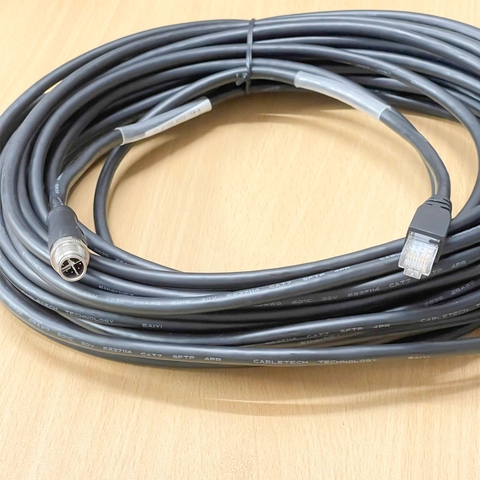 Cáp Điều Khiển XC-M12EN-M8SN-15M-N Dài 15M Cable M12 X-Code 8 Pin Male to RJ45 CAT7 S/FTP Shielded For Cognex Industrial Camera Flexible Original Networking Cable