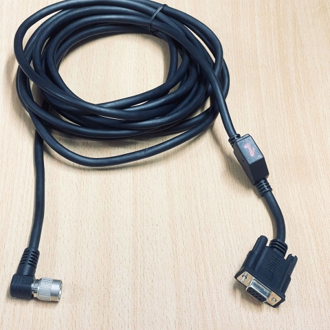 Cáp Hirose HR10-10R-9P Male Right Angle to RS232 DB9 Female + DC Power Supply Dài 5M For Industrial Cable Management Motion Controller