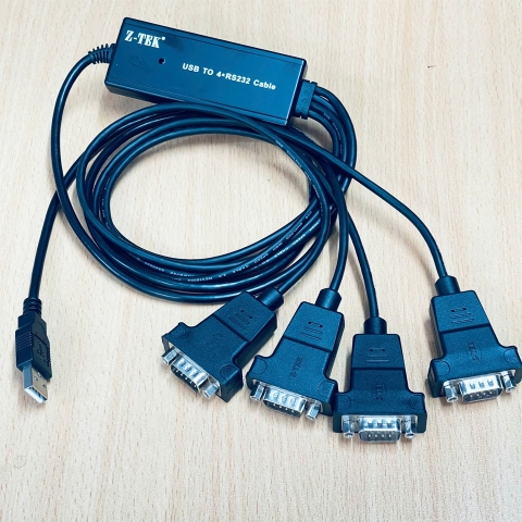 Cáp Chuyển Đổi USB 2.0 to 4 Port RS232 Serial Z-TEK ZE791 Adapter with Prolific PL2303GT Chip Cable