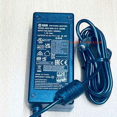 Adapter 12V 3A 36W HOIOTO ADS-40SI-12-3 12036E Jack Cắm DC Connector Tip Size 5.5mm x 2.1mm