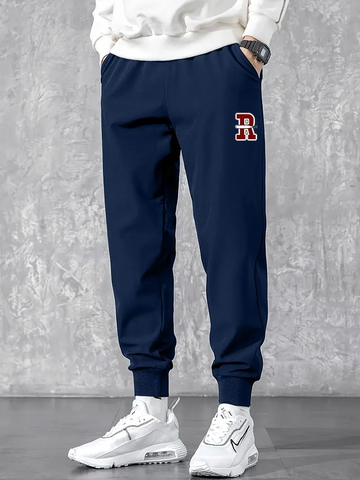 Quần Jogger Nam Phong Cách Casual với Họa Tiết Hình Học - Polyester, Có Thể Giặt Máy, Có Dây Rút Eo cho Mùa Thu/Đông