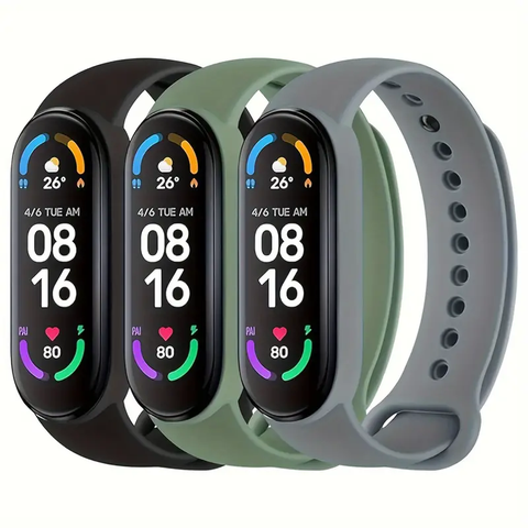 Xiaomi Mi Band 5 & 6 Replacement Strap, 3-Pack Soft TPU Sport Bands For Men And Women, Colorful Options For Fitness Tracker