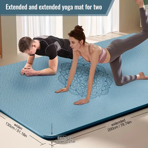 Thảm Tập Yoga Kích Thước Gấp Đôi ADKING, Thảm Tập Thể Dục TPE Cực Lớn & Dày với Họa Tiết Hoa Lá, Chống Trượt, Bền Bỉ cho Thể Hình, Khiêu Vũ, Sử Dụng Gia Đình - 200x130cm, Chủ Đề Ngày Lễ cho Lễ Tình nhân, Quốc khánh, Lễ Tạ ơn, Giáng sinh, Halloween