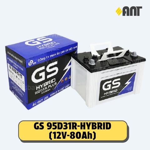 Ắc quy GS 95D31R Hybrid - Giá áp dụng cho đổi bình cũ, giá bình mới 2.111.000Đ