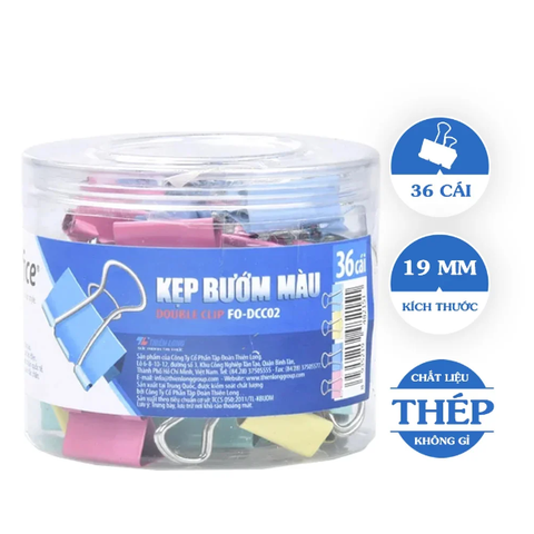 Hộp Kẹp Bướm Màu 19mm Flexoffice FO-DCC02