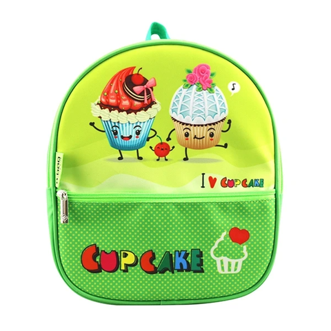 Ba Lô Mẫu Giáo Wonderland-Cupcake B-12-058 - Vải Chống Thấm - Màu Xanh Lá