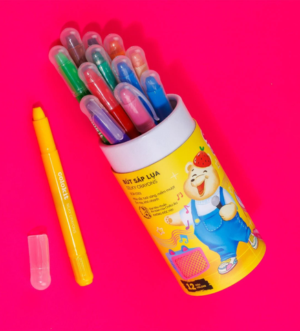 Hộp 12 Bút Sáp Lụa Vặn - Colokit SCR-C001
