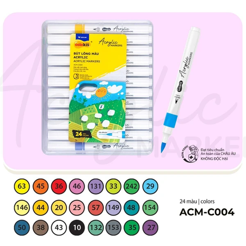 Hộp 24 Bút Lông Màu Acrylic Markers 1 Đầu - Colokit ACM-C004