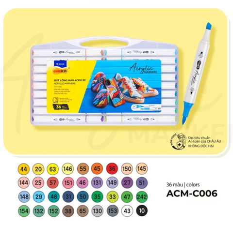 Hộp 36 Bút Lông Màu Acrylic Markers 2 Đầu - Colokit ACM-C006