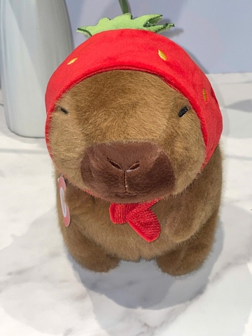 Thú bông nhỏ Capybara đội nón dâu OD