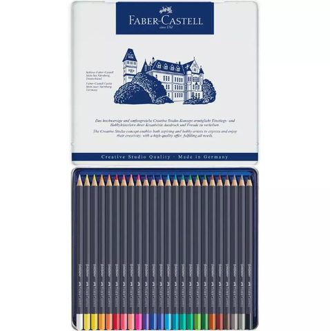 CHÌ MÀU GOLDFABER, HỘP THIẾC 24 MÀU