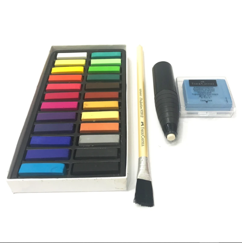 Bộ Sáp Dầu Dạng Phấn Soft Pastel -  24 Màu+ Dụng Cụ- Faber Castell
