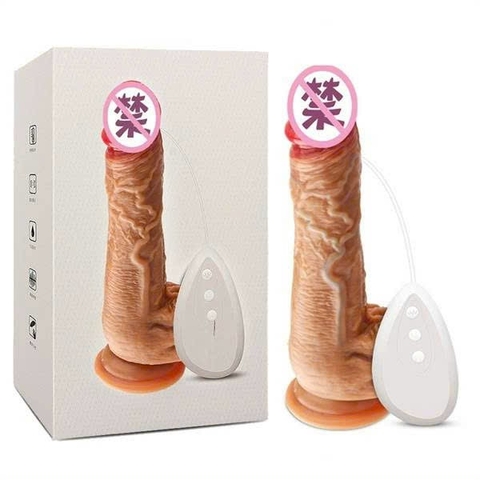 Dương Vật Giả 19cm Dính Tường Rung, Thụt, Ngoáy