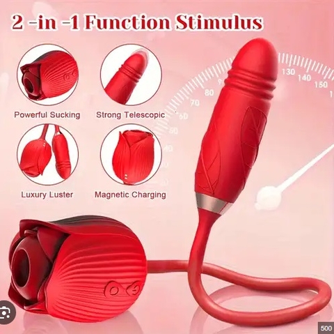 Máy hoa hồng 2 đầu: bú mút + trứng rung ( TẶNG KÈM 1 CHAI GEL BÔI TRƠN)