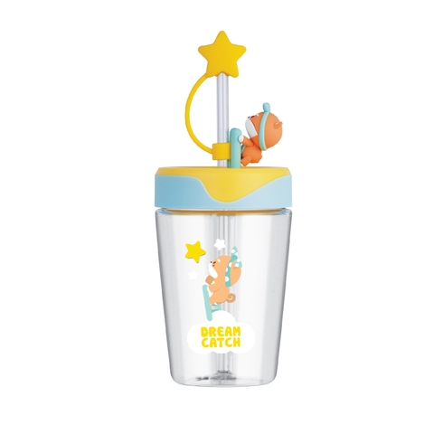 ABF779YEL - Ly nhựa LocknLock Dream Catcher 520ml có nắp đậy ống hút - Màu vàng