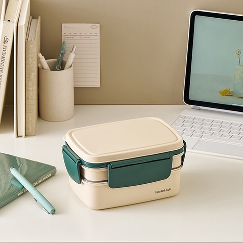 LCB500GRN - Hộp cơm inox 2 tầng LocknLock - 1.6L - Màu xanh lá - CN - 12